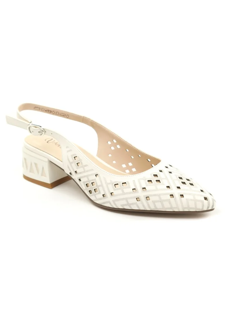 Pantofi dama decupati piele naturala D106 QH3A236 GW1068V, Alb