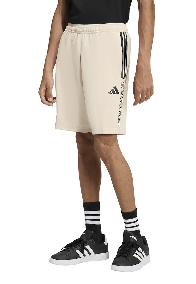 Pantaloni scurti cu imprimeu logo Tiro, Negru/Crem