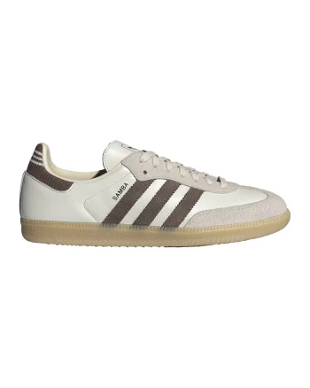 Pantofi sport din piele cu insertii din piele intoarsa Samba, Alb/Maro