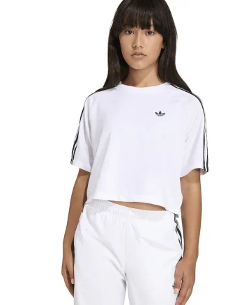 Tricou crop cu logo, Alb/Negru
