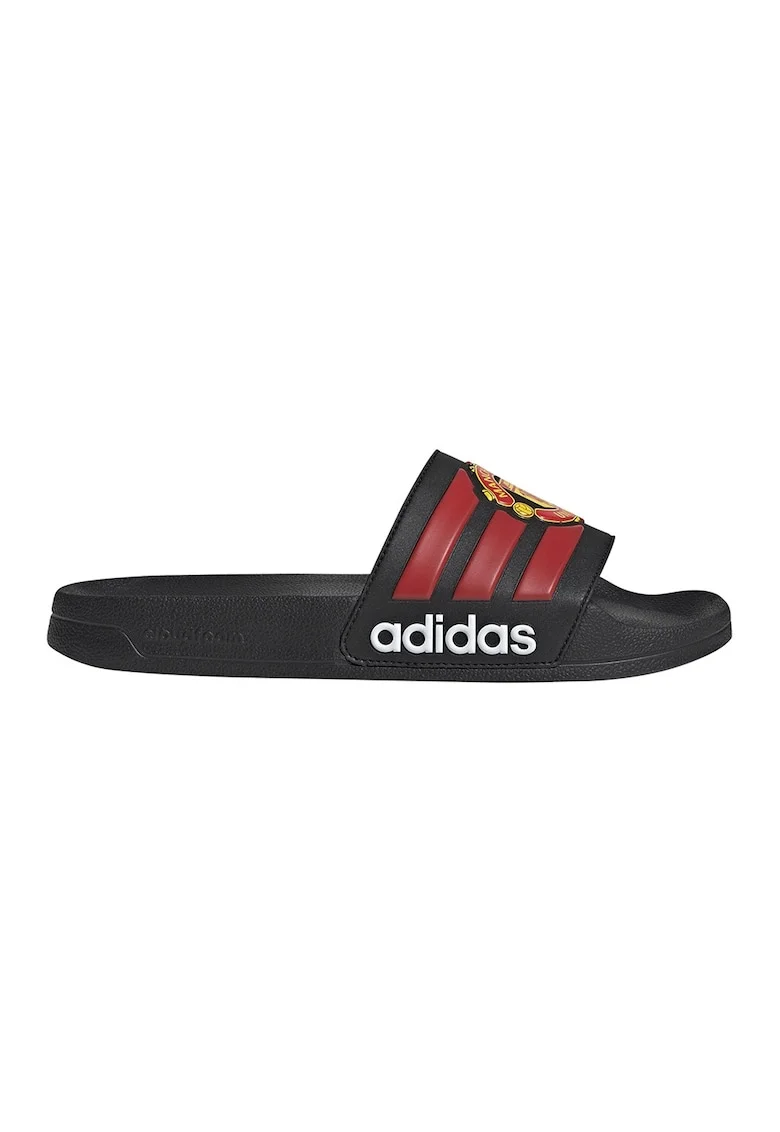 Papuci cu imprimeu Manchester United Adilette, Negru/Rosu inchis