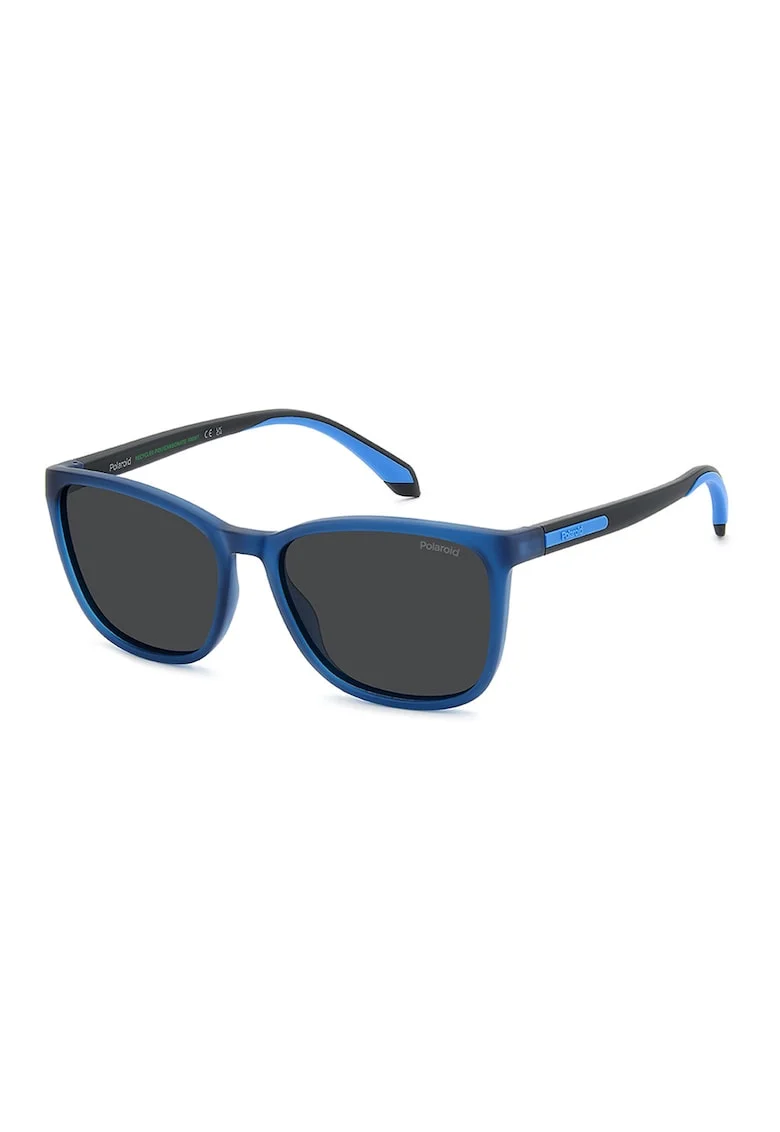 Ochelari de soare patrati cu lentile polarizate, Negru/Bleumarin