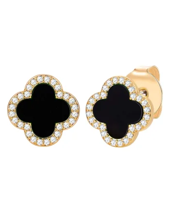 Cercei cu tija placati cu aur de 14K si decorati cu zirconia, Auriu
