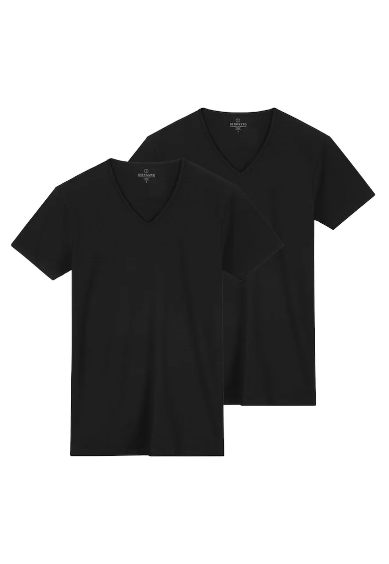 , Set de tricouri slim fit cu decolteu in V Eastwood - 2 piese, Negru