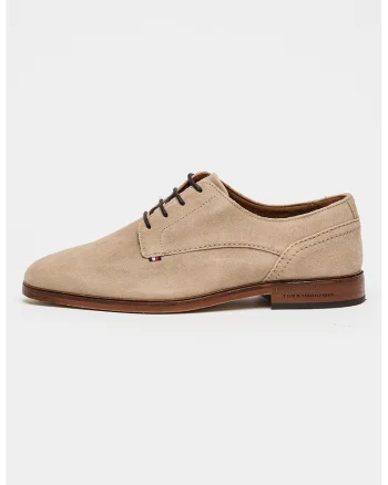 Pantofi derby de piele intoarsa, Maro nisip