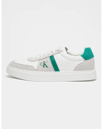 Pantofi sport low-cut cu garnituri de piele intoarsa, Gri deschis/Alb optic/Verde aquamarin
