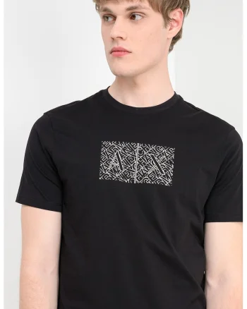 Tricou de bumbac cu logo, Alb/Negru stins
