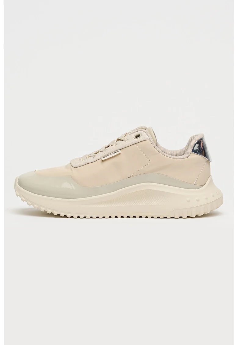 Pantofi sport cu segmente lacuite, Maro taupe deschis/Maro camel