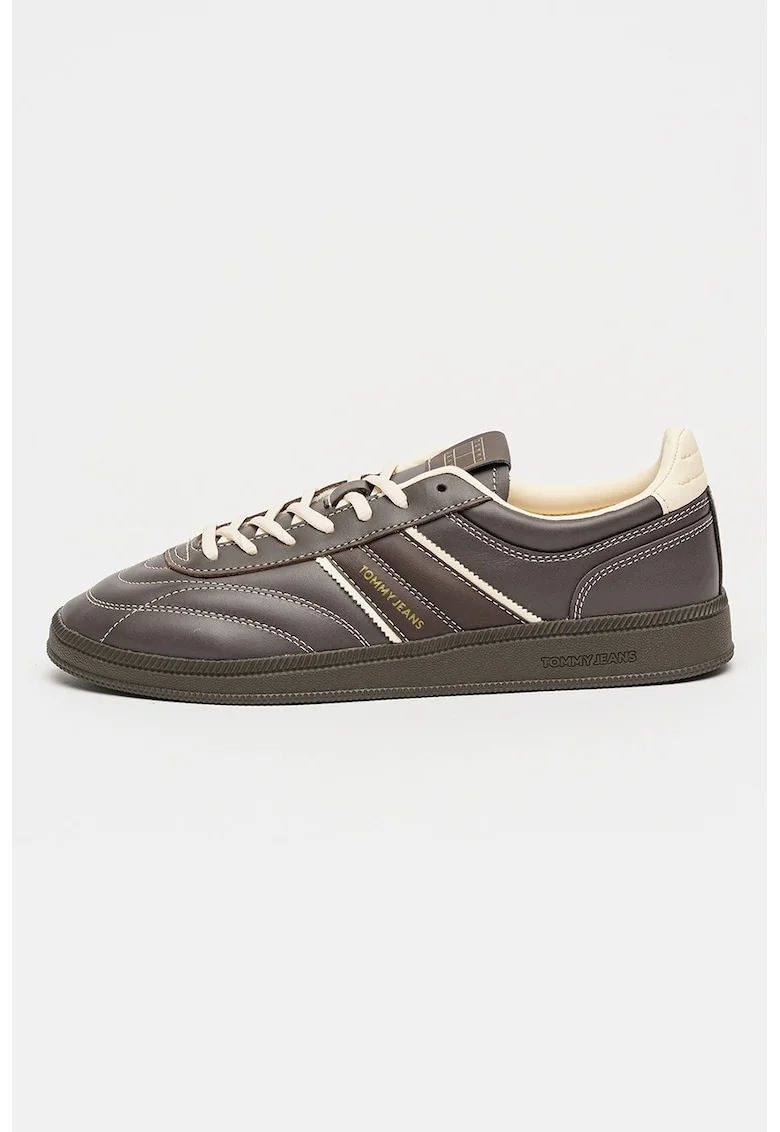 Pantofi sport de piele The Greenwich Edge, Alb/Maro pamantiu