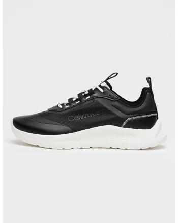 Pantofi sport Eva Runner din piele ecologica cu imprimeu logo, Negru