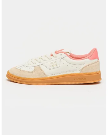Pantofi sport The Greenwich Edge cu insertii de piele intoarsa, Roz deschis/Maro camel/Alb murdar