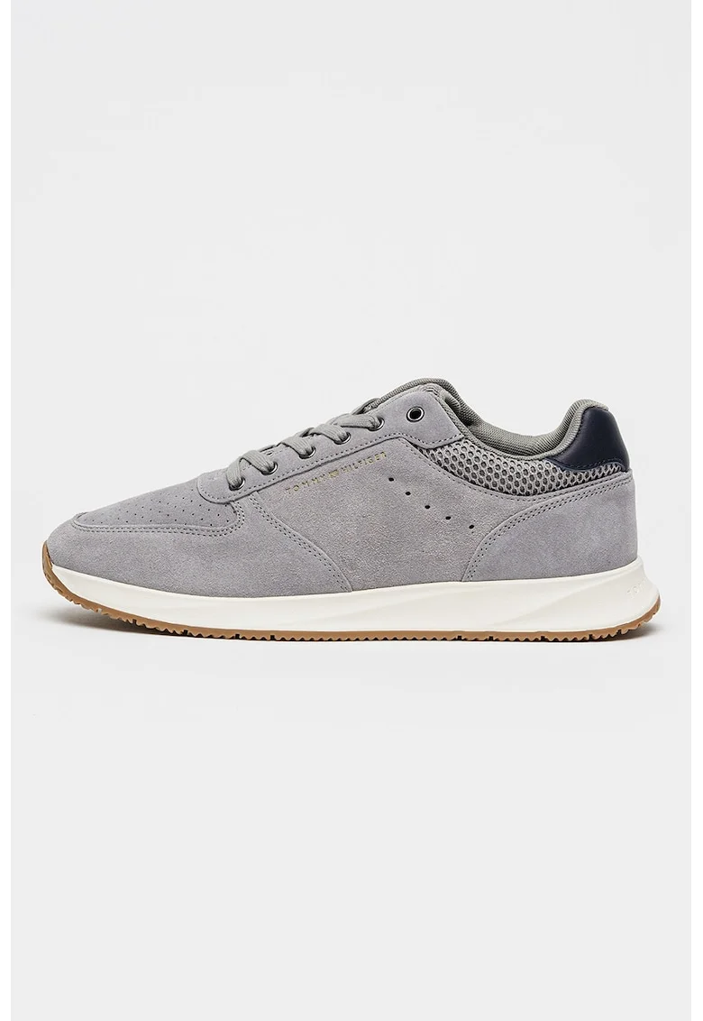 Pantofi sport din piele intoarsa cu detalii perforate Newport, Gri cenusiu