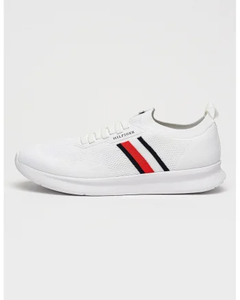 Pantofi sport din material textil cu logo, Negru/Alb optic/Rosu vermillion