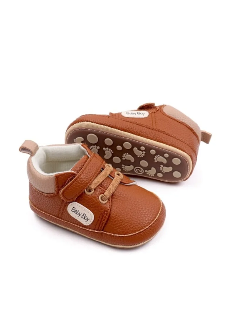 Pantofi  Model AL 16463 Baby Boy, pentru bebelusi, Piele ecologica, 3-6 luni, Maro,