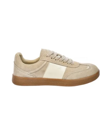 Pantofi sport din piele intoarsa cu detalii contrastante, Bej