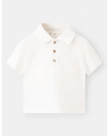 Tricou polo de bumbac, Alb