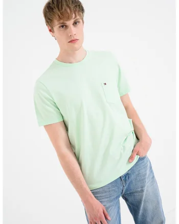 Tricou de bumbac cu buzunar pe piept Essential, Verde menta