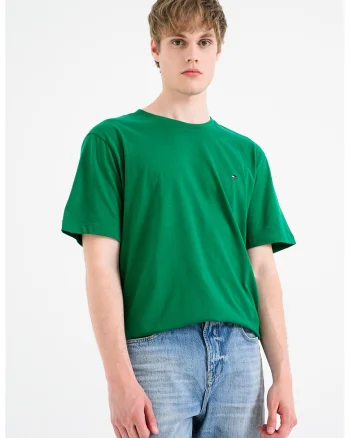 Tricou din bumbac cu decolteu la baza gatului, Verde indian