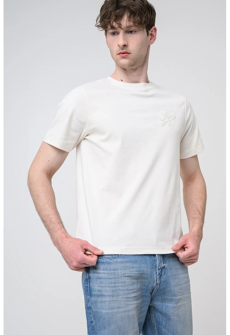 Tricou uni cu decolteu la baza gatului, Bej deschis