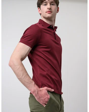 Tricou polo regular fit cu fenta scurta, ascunsa cu nasturi, Violet tyrian