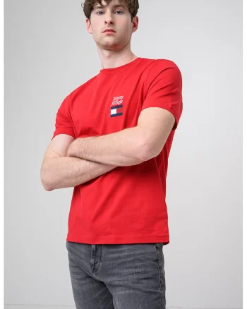 Tricou regular fit cu logo, Rosu/Alb