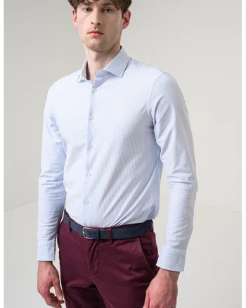 Camasa slim fit cu guler clasic, Alb/Albastru pastel