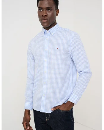 Camasa regular fit in carouri, Alb/Albastru deschis