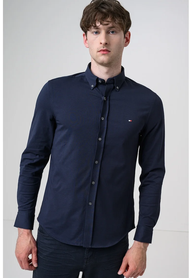 Camasa slim fit cu guler cu nasturi, Albastru ultramarin