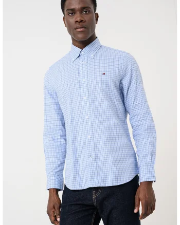 Camasa in carouri cu guler Oxford, Alb/Albastru pastel