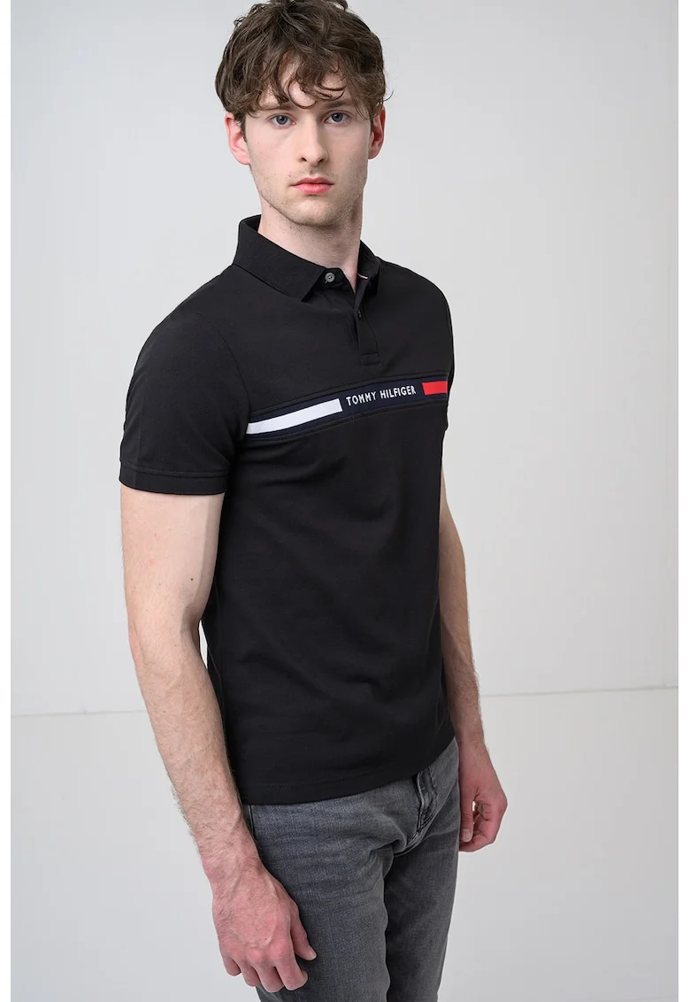 Tricou polo din amestec de bumbac organic, Rosu/Negru