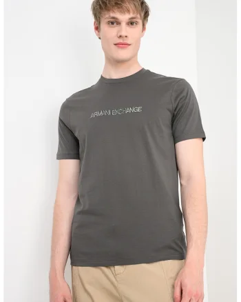 Tricou de bumbac cu logo brodat, Kaki