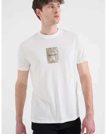 Tricou din bumbac cu decolteu la baza gatului, Alb