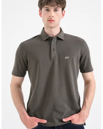 Tricou polo cu detaliu logo, Verde padure