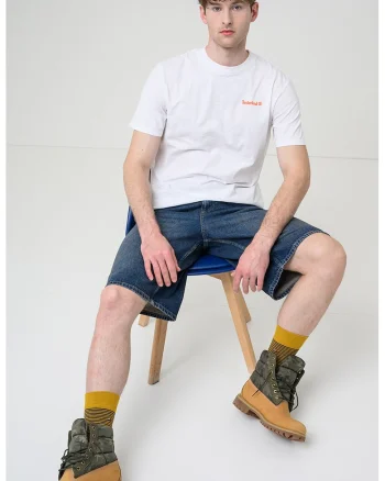 Tricou cu imprimeu grafic foto pe partea din spate, Alb