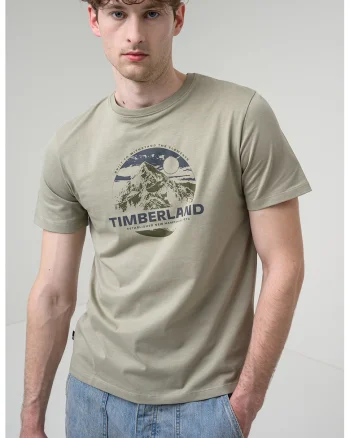 Tricou cu decolteu la baza gatului si imprimeu grafic, Maro taupe deschis