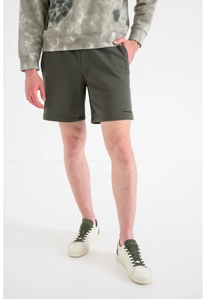 Pantaloni scurti din bumbac cu logo discret, Kaki inchis