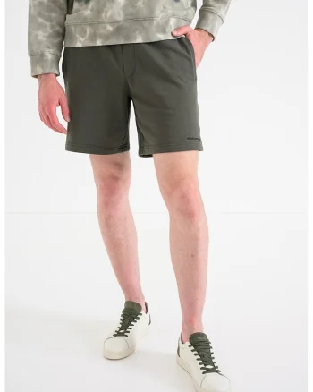 Pantaloni scurti din bumbac cu logo discret, Kaki inchis