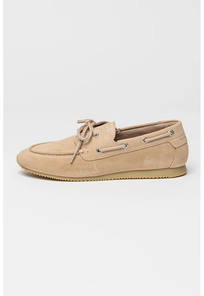 Pantofi loafer uni de piele intoarsa, Maro nisip