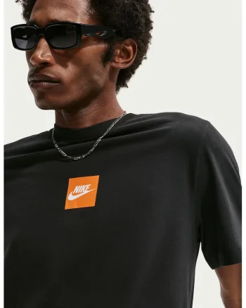 Tricou din bumbac cu decolteu la baza gatului, Negru