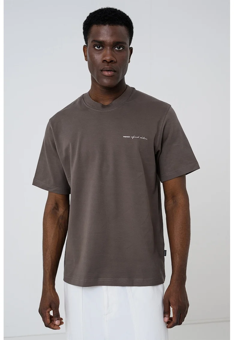 Tricou lejer din amestec de bumbac organic, Maro inchis