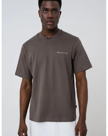 Tricou lejer din amestec de bumbac organic, Maro inchis