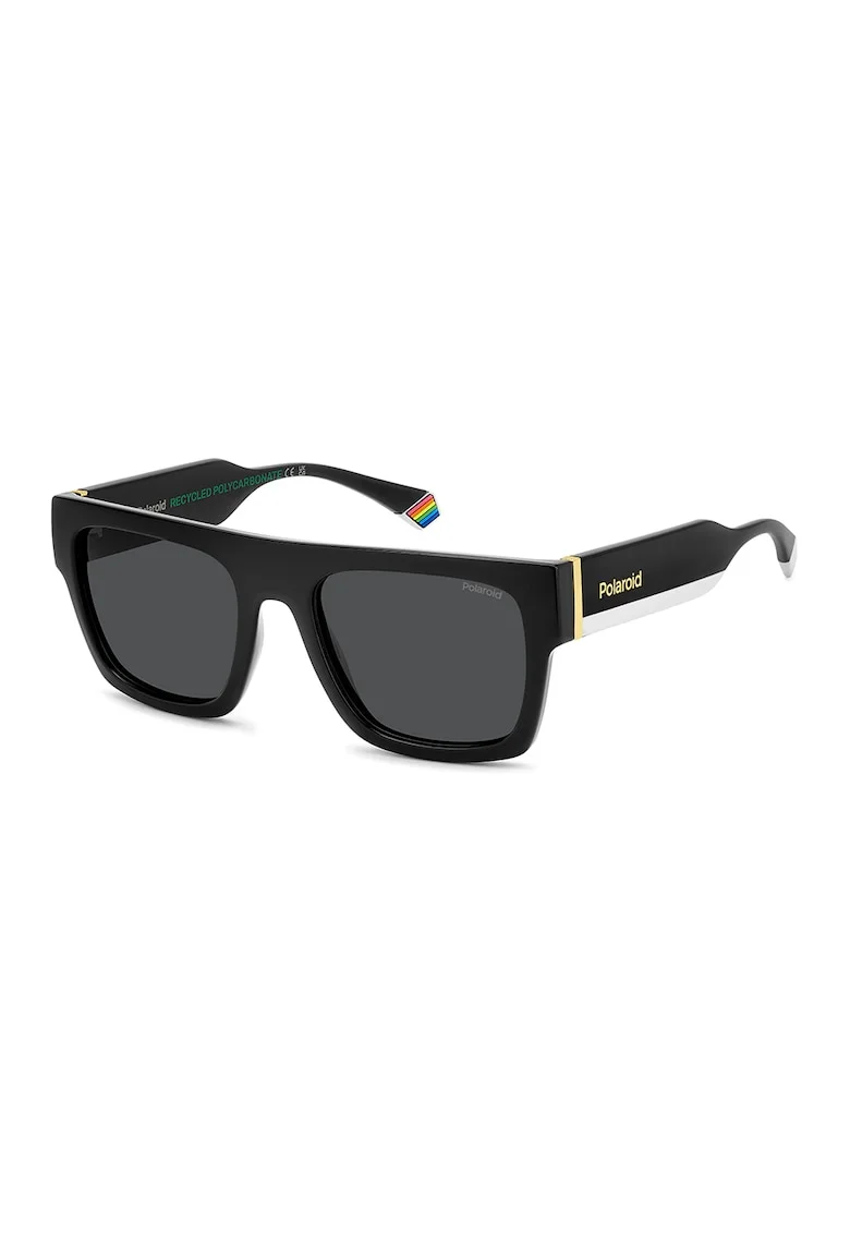 Ochelari de soare patrati unisex cu lentile polarizate, Auriu/Negru