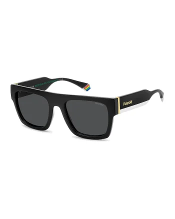 Ochelari de soare patrati unisex cu lentile polarizate, Auriu/Negru