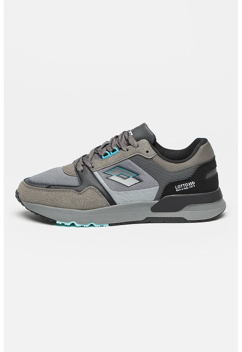 Pantofi sport cu insertii de plasa Berme, Alb/Gri inchis