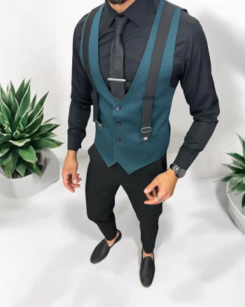 Vesta barbati eleganta slim fit  verde   13256 D2-2.3