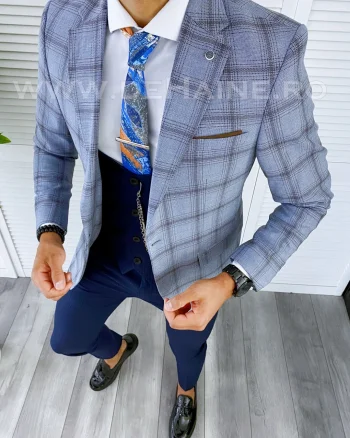 Sacou barbati in carouri slim fit B5597 D2-1.1