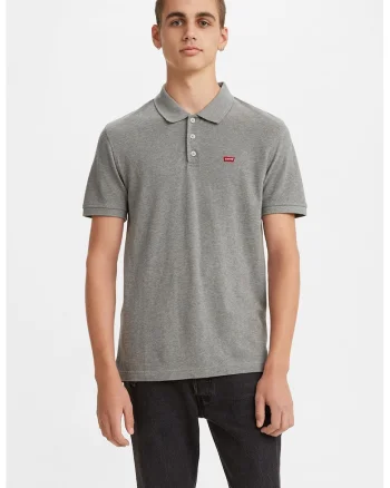 Tricou polo in dungi Housemark, Gri deschis melange