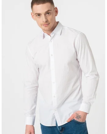 Set de camasi slim fit cu guler amplu Joe - 2 piese, Alb/Negru