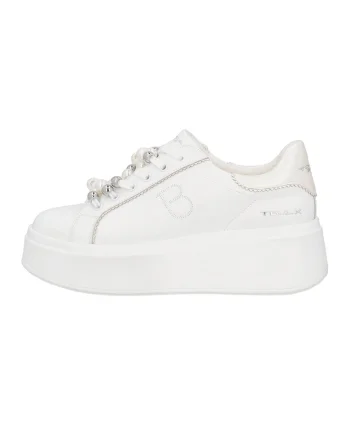 Pantofi sport din piele si piele ecologica, Alb