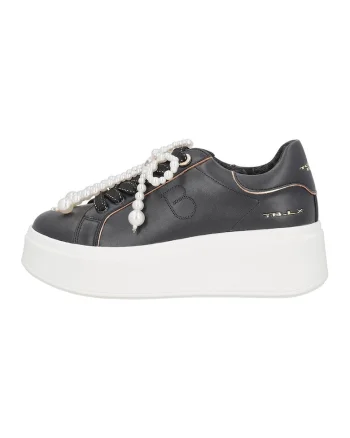 Pantofi sport din piele si piele ecologica, Negru